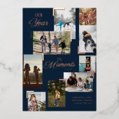 Year in Moments家族の写真コラージクリスマス 箔シーズンカード (正面)