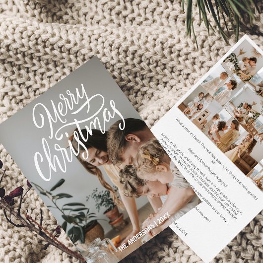 Year in Reviewフォトコラージュのクリスマスモダン シーズンカード