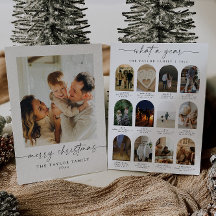 Year In Review家族モダン写真クリスマスカード