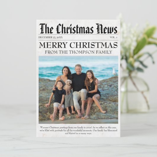 Year In Review新聞クリスマスファミリーの写真 シーズンカード (スタンド正面)