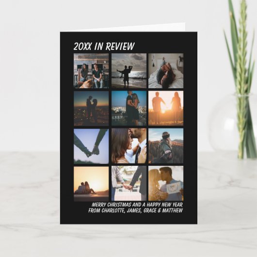 Year In Review 12写真クリスマス新年の休日 シーズンカード (正面)