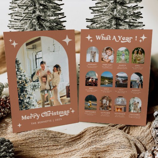 Year In Review Boho Arch Photo Christmas Card シーズンカード