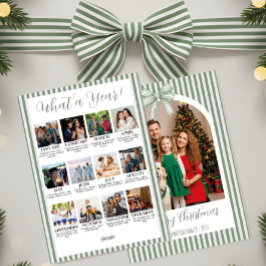 Year in Review Christmas Arch Photo & Green Bow シーズンカード