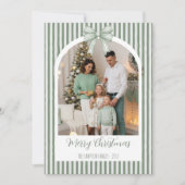 Year in Review Christmas Arch Photo & Green Bow シーズンカード (正面)