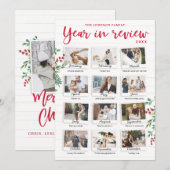 Year in Review Christmas Card Monthly Photos 招待状 (正面/裏面)