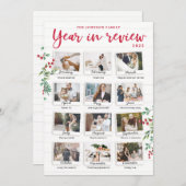 Year in Review Christmas Card Monthly Photos 招待状 (正面/裏面)