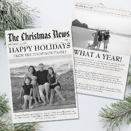 Year In Review Christmas Newspaper家族の写真 シーズンカード
