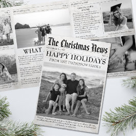 Year In Review Christmas Newspaper家族の写真 三つ折りクリスマスカード