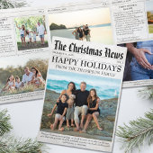 Year In Review Christmas Newspaper家族の写真 三つ折りクリスマスカード