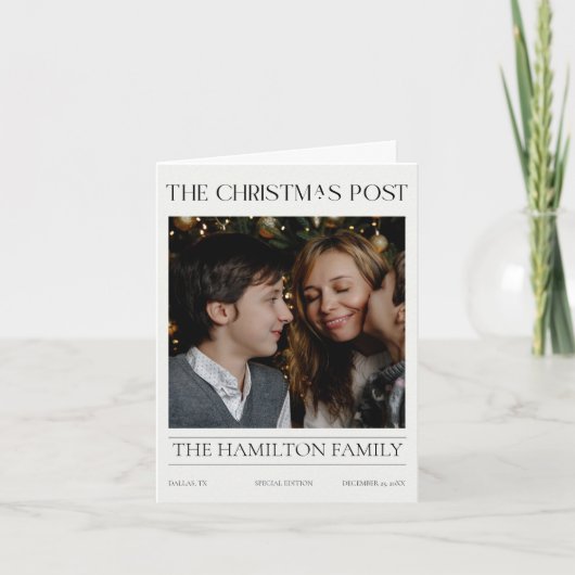 Year In Review Christmas Newspaper 6 Photos Folded カード (正面)