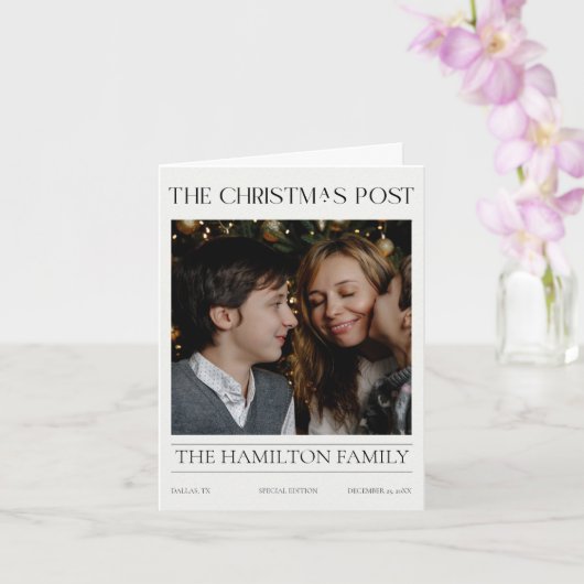 Year In Review Christmas Newspaper 6 Photos Folded カード (蘭)