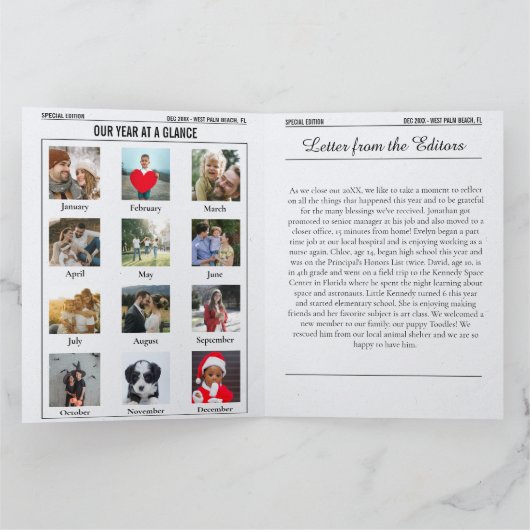 Year In Review Christmas Newspaper Large Format カード (内部)