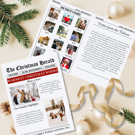 Year In Review Christmas Newspaper Multi Photo シーズンカード