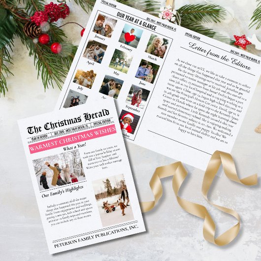 Year In Review Christmas Newspaper Multi Photo シーズンカード
