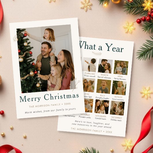 Year in Review Christmas What a Year Holiday 招待状