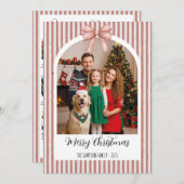 Year in Review Christmas with Arch Photo & Red Bow シーズンカード (正面/裏面)