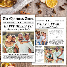 Year in Review Classic Newspaper Christmas Photo シーズンカード