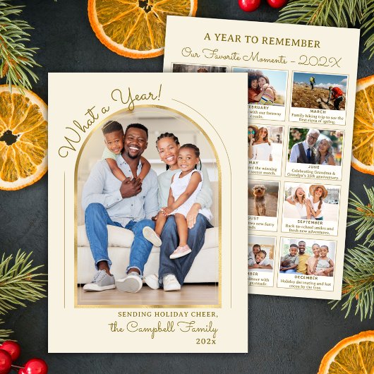  Year in Review Gold Beige Arch Photo Collage シーズンカード