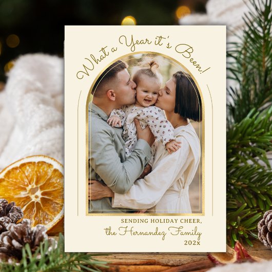 Year in Review Gold Script Arch Photo Collage シーズンカード