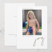 Year in Review Joy Photo 独身の Flat Holiday Card シーズンカード (正面/裏面)