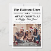 Year in Review Newspaperユニーク Christmas 3写真 シーズンカード (正面)
