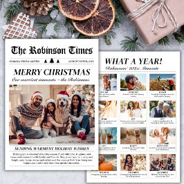 Year in Review Newspapersユニーク Christmas Photo シーズンカード