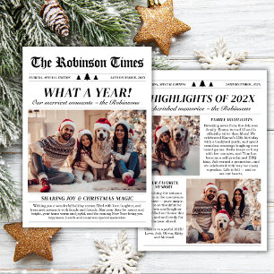 Year in Review Newspapersユニーク Christmas Photo シーズンカード