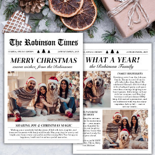 Year in Review Newspapersユニーク Christmas Photo シーズンカード