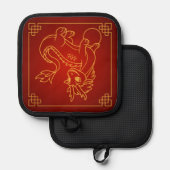 Year of the Dragon Chinese Zodiac Red 鍋敷き (正面/裏面)
