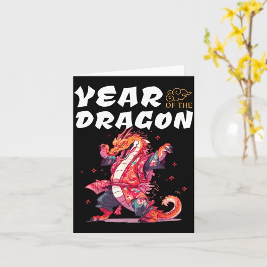 Year Of The Dragon Funny Dragons Chinese Zodiac Si カード (黄色い花)