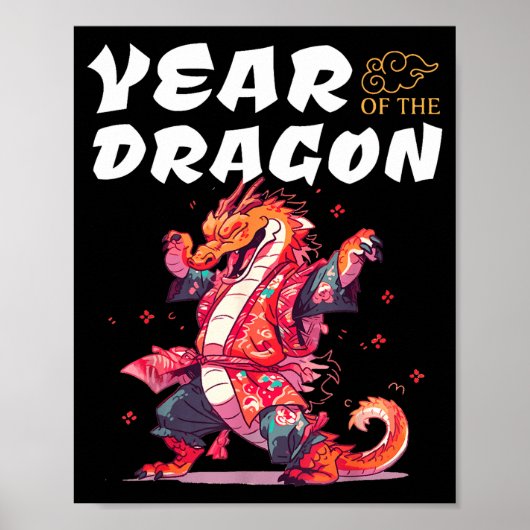 Year Of The Dragon Funny Dragons Chinese Zodiac Si ポスター (正面)