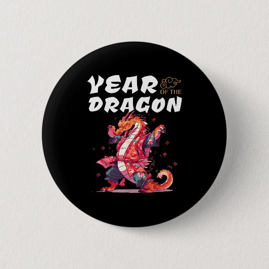 Year Of The Dragon Funny Dragons Chinese Zodiac Si 缶バッジ (正面)