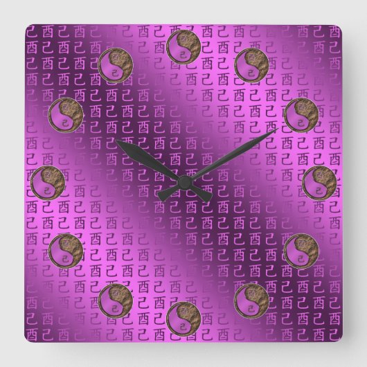 Year of the Earth Rooster スクエア壁時計 (正面)