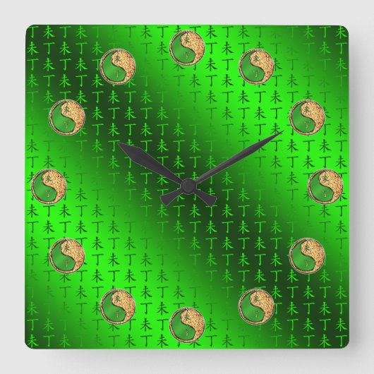 Year of the Fire Goat スクエア壁時計 (正面)