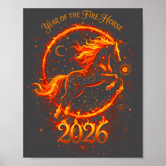 Year Of The Fire Horse 2026 Chinese New Year ポスター (正面)