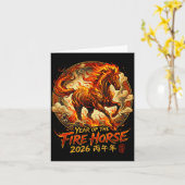 Year Of The Fire Horse 2026 Chinese Zodiac Lunar N カード (黄色い花)