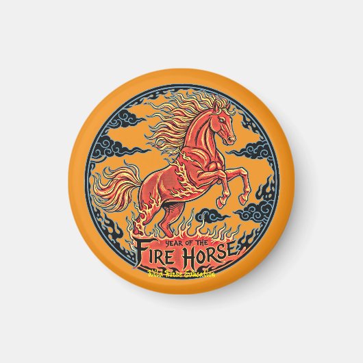 Year of the Fire Horse Black small magnet マグネット (正面)