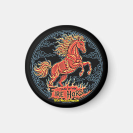 Year of the Fire Horse Black small magnet マグネット