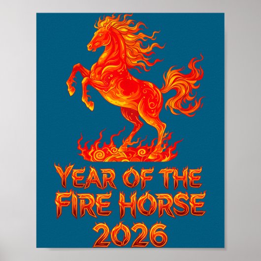 Year Of The Fire Horse, Chinese Zodiac Lunar New Y ポスター (正面)