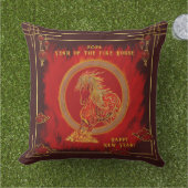 Year of the Fire Horse , Happy Lunar New Year アウトドアクッション (芝生)