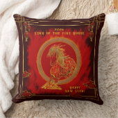 Year of the Fire Horse , Happy Lunar New Year クッション (ブランケット)
