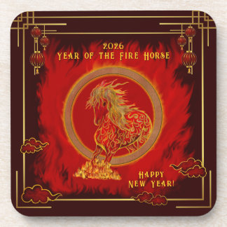 Year of the Fire Horse , Happy Lunar New Year コースター