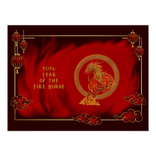 Year of the Fire Horse , Happy Lunar New Year ポスター (正面)