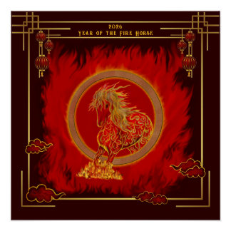 Year of the Fire Horse , Happy Lunar New Year ポスター