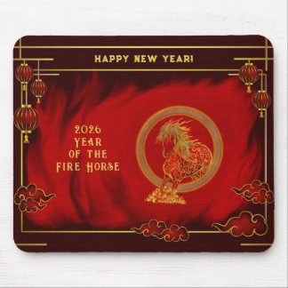 Year of the Fire Horse , Happy Lunar New Year マウスパッド