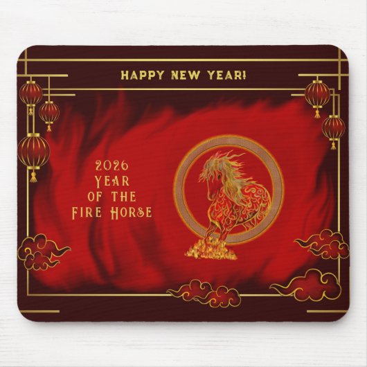 Year of the Fire Horse , Happy Lunar New Year マウスパッド (正面)