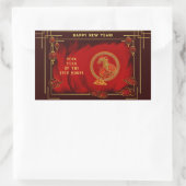 Year of the Fire Horse , Happy Lunar New Year 長方形シール (バッグ)