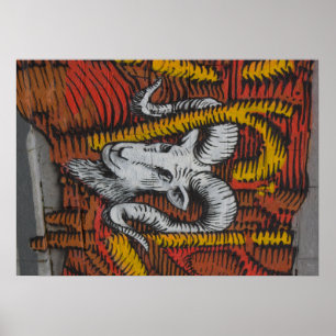 Year Of the Goat Sheep Ram Graffiti ポスター
