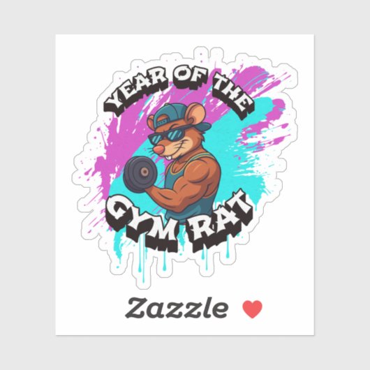 Year of the Gym Rat Funny Workout Cartoon Design シール (シート)
