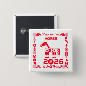 Year of the Horse 2026 缶バッジ (正面&裏面)